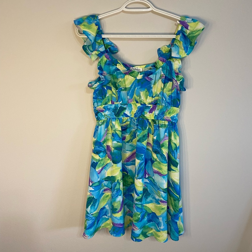 Blu Pepper Blue and Green Floral Dress